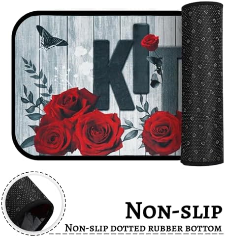 Red Rose Kitchen Rugs Set of 2, Kitchen Decor and Accessories Washable Rug - Image 6