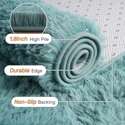 8x10 Area Rugs for Living Room Teal Shag Rugs,Modern Plush Non-Slip Soft Carpets for Bedroom Kids Nursery Dorm Daycare Floor - Image 6