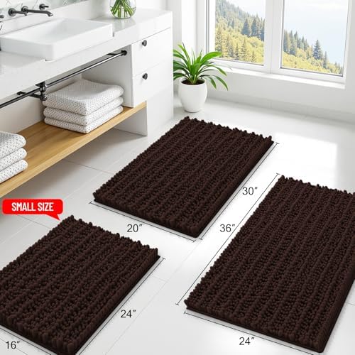 Smiry Bathroom Rugs 47X17, Extra Soft Rubber Backing Chenille Bath Mats - Image 2