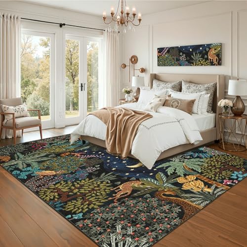 GarveeHome Area Rugs 8x10 for Living Room, Jungle Animal Large Washable Rug Soft Non Slip Backing Floor Mat Carpet Indoor Thin Accent Rug for Bedroom Dining Room Playroom Nursery Home Decor - Image 3