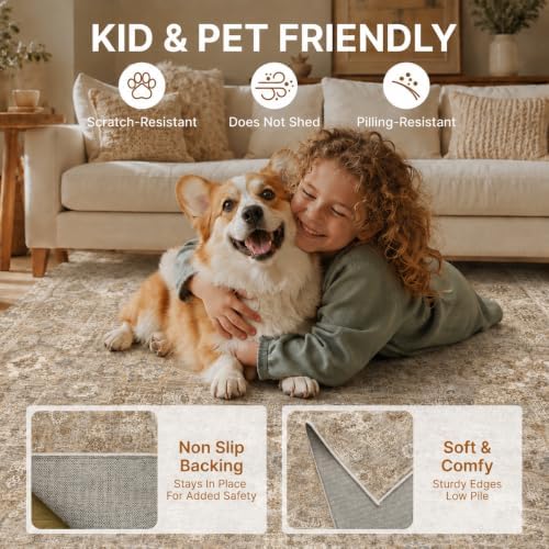 Washable 4'x6' Vintage Area Rug for Bedroom Living Room - Image 5