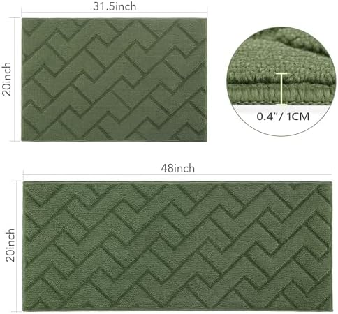 hicorfe Kitchen Runner Rug,20"x59"+20"x32" Kitchen Set,Non-Slip Kitchen Mat - Image 2