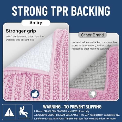 Smiry Bathroom Rugs 34X21, Extra Soft Rubber Backing Chenille Bath Mats - Image 3