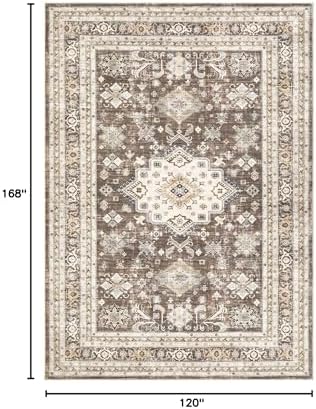 cotiled 10x14 Area Rug for Living Room, Washable, Traditional, Dark Brown - Image 2