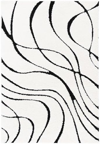 SAFAVIEH Florida Shag Rug 5'3"x7'6", Soft Plush Ivory & Black SG471-1290 by Unknown