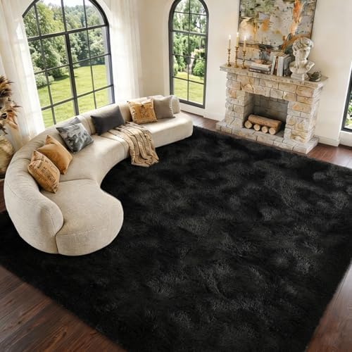 8x10 Extra Large Fluffy Area Rugs Non-Slip Ultra Soft for Living Room Black by Unknown