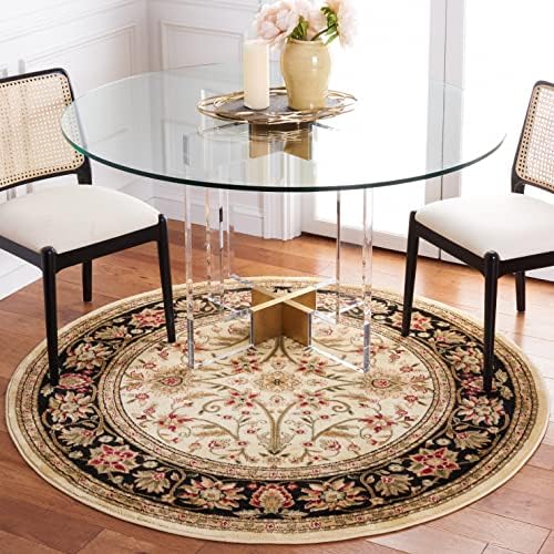 SAFAVIEH Lyndhurst Round Rug 8', Ivory & Black LNH212B by Unknown