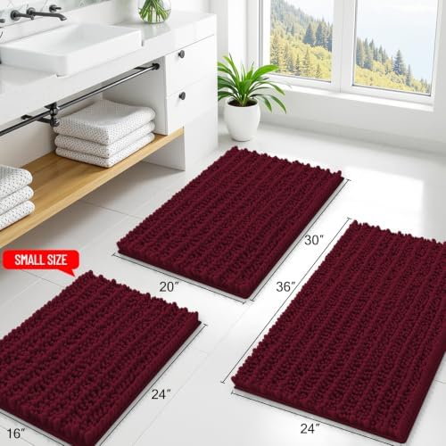 Smiry Bathroom Rugs 47X24, Extra Soft Rubber Backing Chenille Bath Mats - Image 2