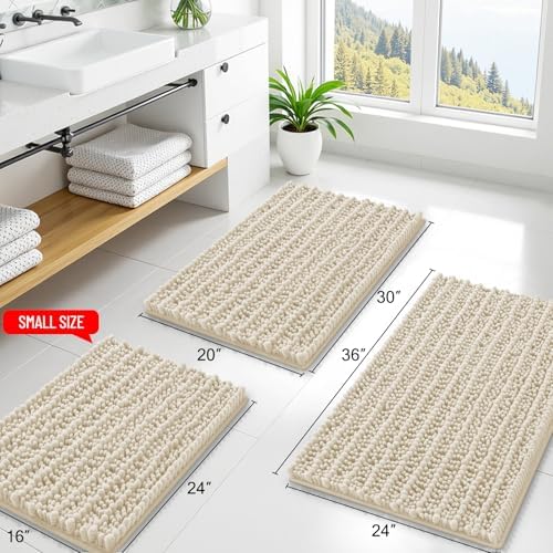 Smiry Bathroom Rugs 40X32, Extra Soft Rubber Backing Chenille Bath Mats - Image 2