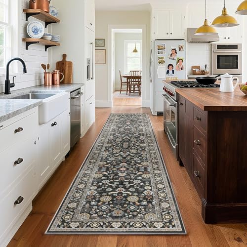 Washable Runners for Hallways Kitchen Rug: 2'x10' Runner Rugs Stain Resistant Non Slip Low Pile Boho Carpet Runners for Hallways Bedroom Entryway Indoor Beside Bathroom Laundry Room by palohom