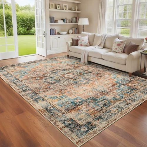 GarveeHome 6x9 Rugs for Living Room Washable Area Rug Green&Brown by GarveeHome