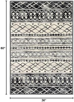 KUTA Boho Moroccan 3x5 Rugs for Entryway Black Washable Area Rug - Image 2