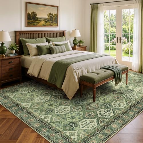 8x10 Area Rugs for Living Room Bedroom, Vintage Distressed Light Green - Image 2