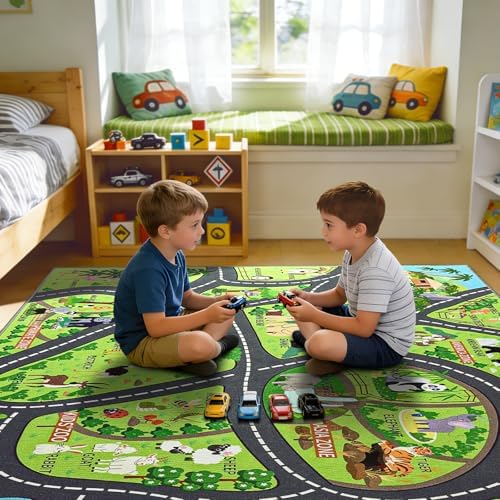 BENRON Zoo Kids Car Rug 8x10 for palyroom, Educational Animal Play Mat - Image 7
