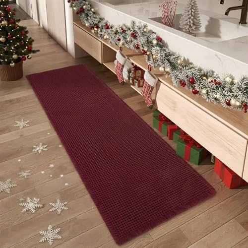 Upgraded Waffle Bath Mat Runner Absorbent Non Slip Bathroom Mat, 2' x 4' by AMOAMI