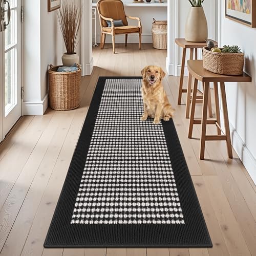 Ileading Laundry Room Runner Rug 2'x6' Non Slip Farmhouse Kitchen Floor Mats with Rubber Backing Machine Washable Indoor Helloween Decor Carpet for Doormat Hallway Entryway Petmat Garaga（Black&White） by Ileading