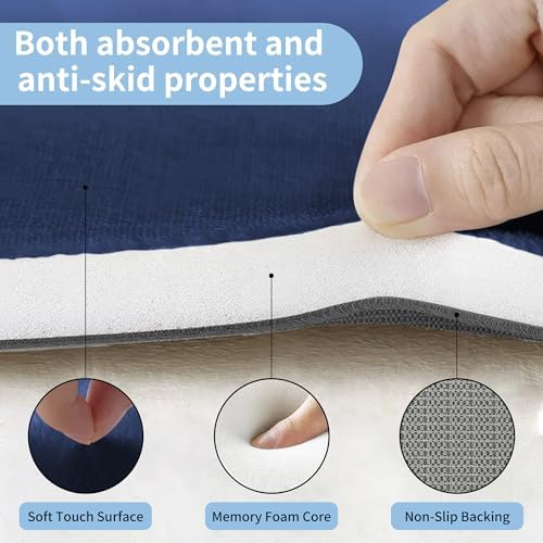 Cupic Cupid Memory Foam Bath Mat 24"×16", Non Slip Bathroom Rugs, Navy Blue - Image 7