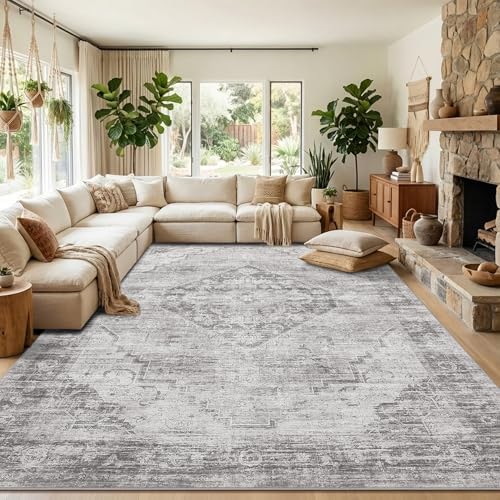 Garvee Grey Boho 8x10 Area Rugs for Living Room Bedroom by Garvee