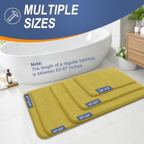 OLANLY Memory Foam Bathroom Rugs 30x20, Absorbent Bath Mat, Deep Mustard - Image 5