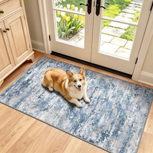 Entryway Runner Rug 2x4ft,Non Slip Carpet Runner,Ocean Blue by TTelephant