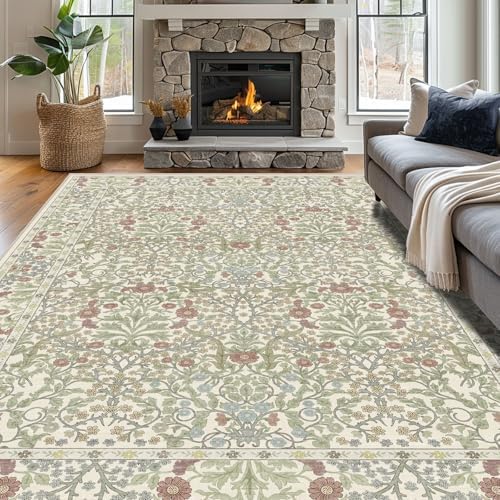 9x12 Washable Area Rugs for Living Room Soft Carpet (Light Green) - Image 3