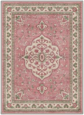 GENIMO 5X8 Outdoor Rug, Washable for Patio and Deck, Dusty Rose - Image 2