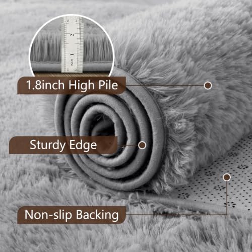 8x10 Extra Large Grey Fluffy Soft Area Rug Non-Slip for Living Room Bedroom - Image 6