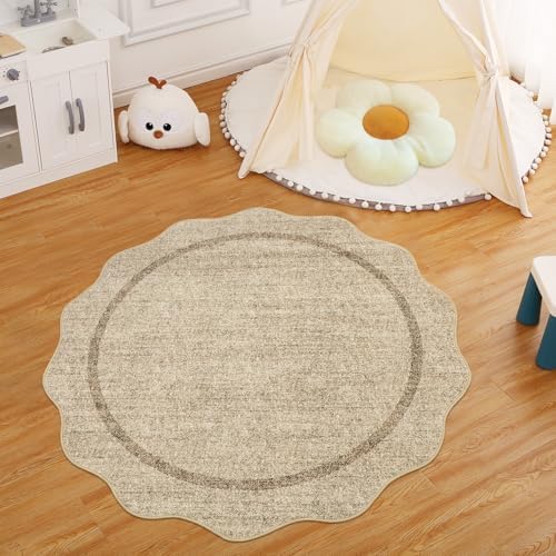GarveeHome Scalloped Round Rugs 6Ft Washable Area Rug for Playroom Non-Slip - Image 6