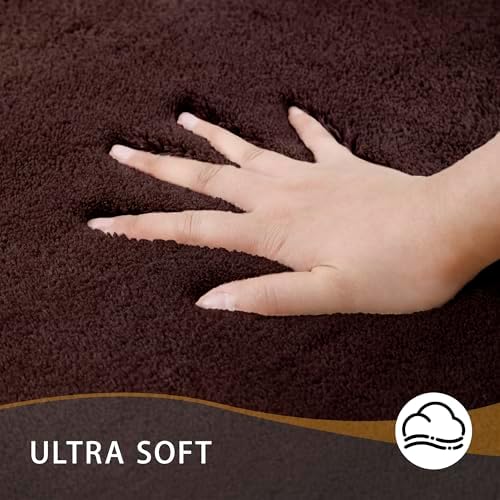 MINIDEAR Toilet Rugs 24x20 - U Shaped Dark Brown Thick Memory Foam Contour Rugs,Ultra Soft & Plush Fluffy, Non-Slip, Quick Dry, Absorbent Washable Floor Microfiber Mat for Home Decor Accessories - Image 3
