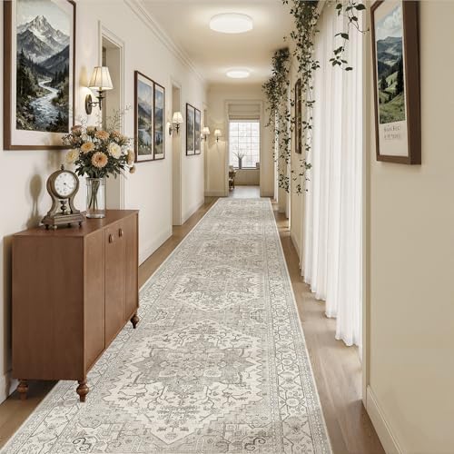 Madane Hallway Runner Rug 3x20 Washable Kitchen Runners 20ft, Beige/Brown - Image 2