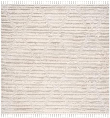 SAFAVIEH Marrakesh Collection Area Rug - 9' Square, Beige, Moroccan Trellis Design with Tassel Detail, Non-Shedding & Easy to Clean, Ideal for Living Room, Bedroom, Dining Space (MRK517C) - Image 4