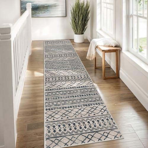 KUTA Boho Runners for Hallways 2x8 Light Brown Black Washable Runner Rug - Image 4