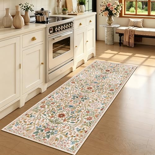 2x5 Floral Runner Rug for Kitchen Washable Hallway Runner Rug by NakedCloud
