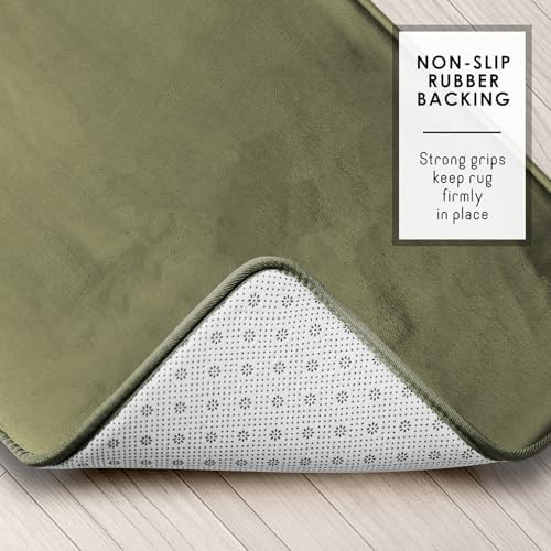 Clara Clark 2 Piece Bathroom Rugs, Velvet Memory Foam Bath Mat Set, Non-Slip Bath Rugs, Machine Wash, Dries Quickly, Ultra Soft Plush Bath Mats for Bathroom, 20 x 32 + Contour, Sage Green - Image 4