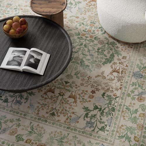Machine Washable Rugs for Living Room: 6x9 Bedroom Rug Vintage Stain Resistant Non Slip Low Pile Lightweight Soft Carpets for Living Room Dining Room Kitchen Nursery Kids Room Farmhouse - Image 3