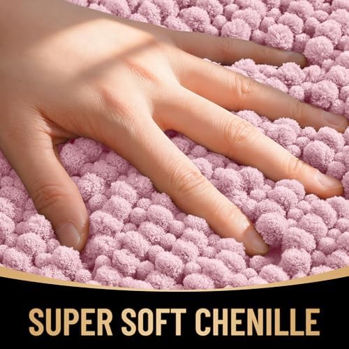 OLANLY Thick Chenille Small Bathroom Rugs Mats 24x16, Dusty Rose - Image 2