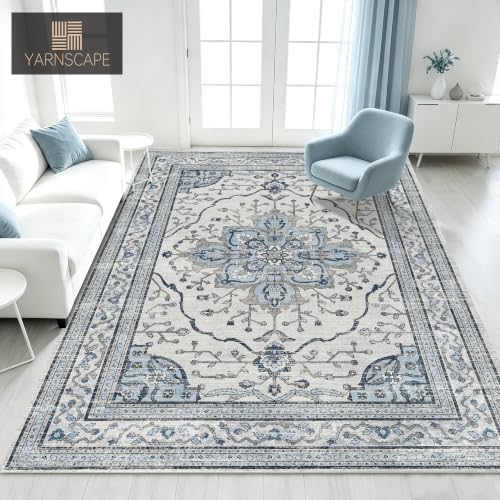 YARNSCAPE 8' x 10' Machine Washable Area Rug, Non-Slip Low-Pile Carpet - Image 3
