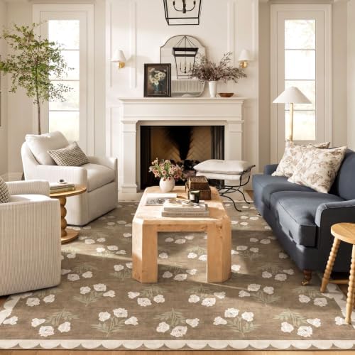 Tan 9x12 Area Rug for Living Room - Soft Washable Boho Bedroom Rug - Image 6