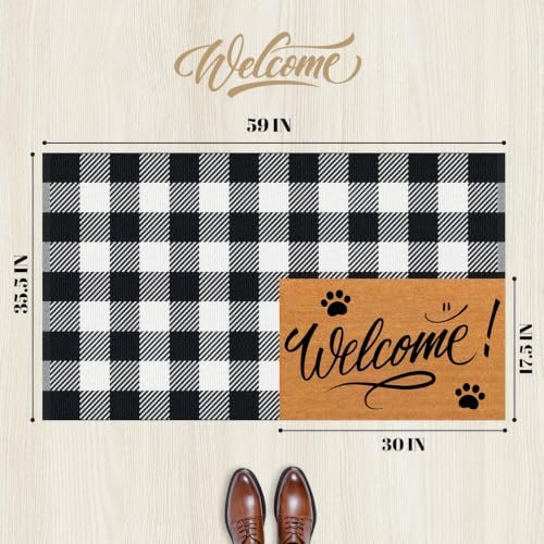 Outdoor Rugs, Black and White Area Rug Checkered 3’x 5’ - Image 2