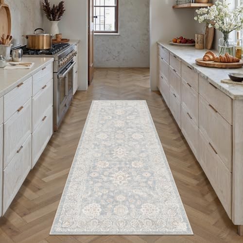 2x6 Blue Cream Neutral Runner Rug - Image 3