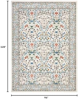 GarveeHome Beige Floral 8x10 Washable Area Rug for Living Room Bedroom - Image 2