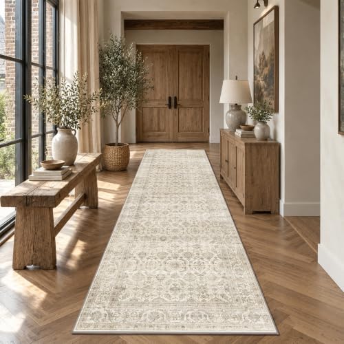 JOOJA 3x10 Neutral Beige Soft Low Pile Non Slip Machine Washable Runner Rug - Image 2