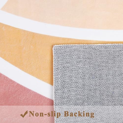 Topotdor Sun Rainbow Nursery Rugs,Colorful Boho Kids Rug Ultra Soft Washable Non Slip Area Rug for Bedroom Perschool Classroom,47"x70" - Image 3