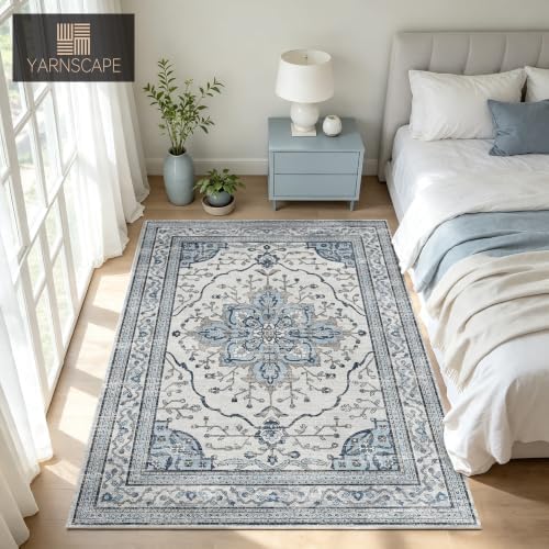 YARNSCAPE 4' x 6' Machine Washable Area Rug, Non-Slip Low-Pile Carpet - Image 3