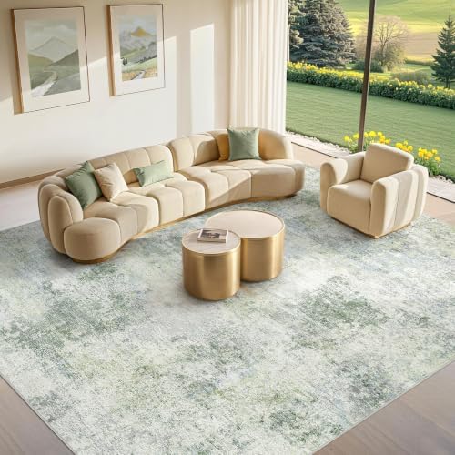 Tortania Area Rug Living Room Rugs - 10x14 Washable Large Soft Neutral Boho Moroccan Bohemian Farmhouse Rug Indoor Floor Carpet for Bedroom Under Dining Table Home Office Decor - Sage Green - Image 7