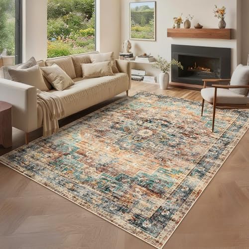 GarveeHome 6x9 Rugs for Living Room Washable Area Rug Green&Brown - Image 3