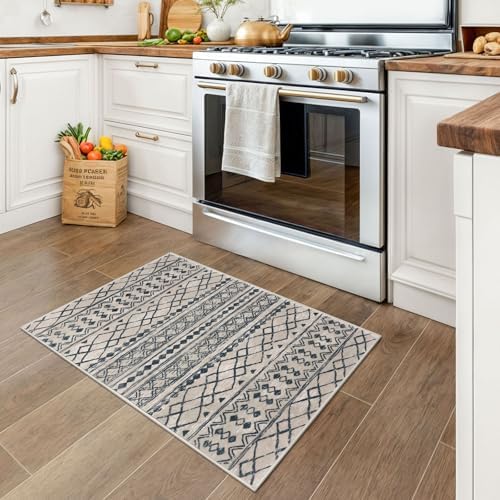 KUTA Washable Rugs for Entryway 2x3 Light Brown Black Boho Small Area Rug - Image 2