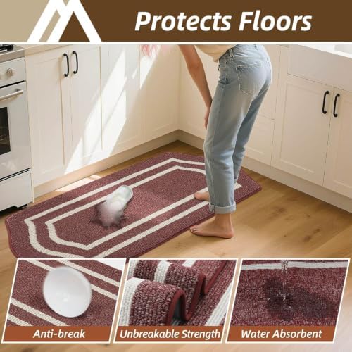 COSY HOMEER Long Kitchen Floor Mats and Rugs 2PCS Non Slip Washable,Red - Image 3