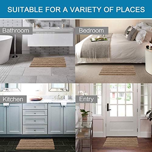 H.VERSAILTEX Bath Mats for Bathroom Non Slip Extra Thick Chenille Striped Bath Rug 24" x 36" Absorbent Non Skid Fluffy Soft Shaggy Rugs Washable Plush Mats for Indoor, Bath Room, Tub - Taupe Brown - Image 6