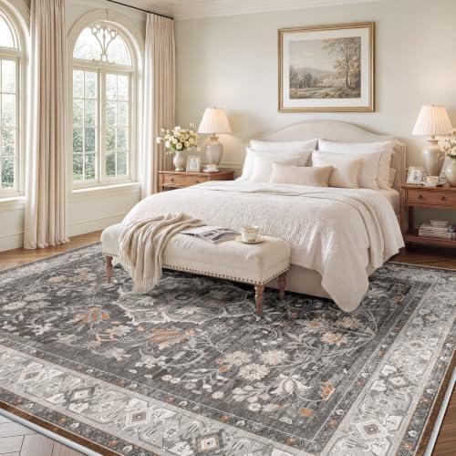 SameBed 8x10 Area Rug Living Room, Vintage Washable Carpet Warm Taupe - Image 3